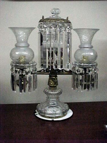 Antique Crystal Argand Lamp - 280