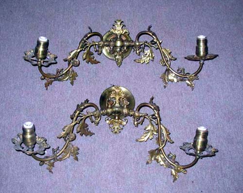 Pr of American Rococco Gas Sconces