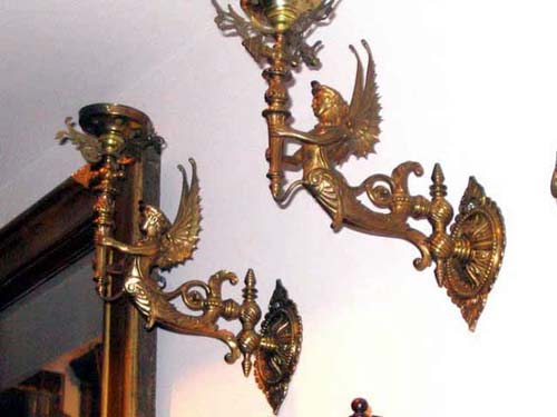 Pr of Figural Gas Sconces