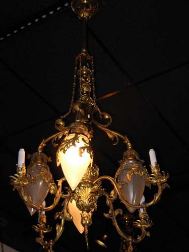 Pr of Victorian Gas/Electric Brass Chandeliers