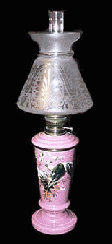 Kerosene Lamp with Acid Etched shade - SOLD