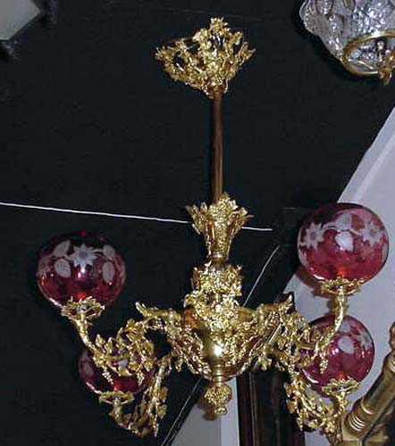  Victorian Rococo w Cranberry Globes, 4 arm - 298