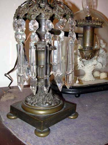 Pr Bronze Argand Lamps