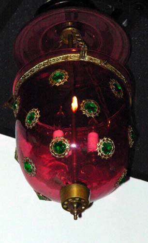 Victorian Cranberry Jeweled Hall Fixture