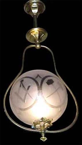Chandelier, Gas Hall Light w Masonic Globe