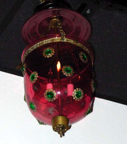 Victorian Cranberry Jeweled Hall Fixture