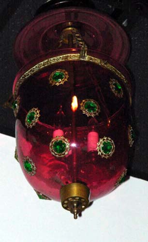 Victorian Cranberry Jeweled Hall Fixture