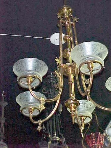 Victorian 5 Arm Rennaissance Revival Gas Chandelie