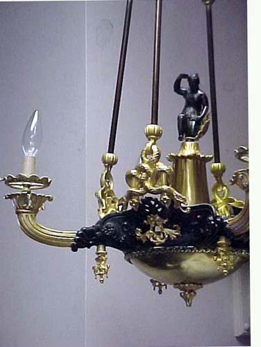 Victorian Rococo Revival Rod Hung Gas Chandelier w