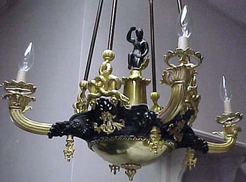 Victorian Rococo Revival Rod Hung Gas Chandelier w