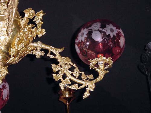  Victorian Rococo w Cranberry Globes, 4 arm - 298