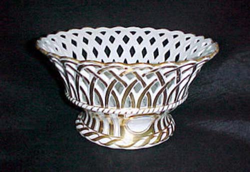 Old Paris Gold and White Pierced Basket:- Sold