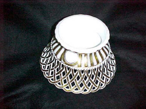 Old Paris Gold and White Pierced Basket:- Sold