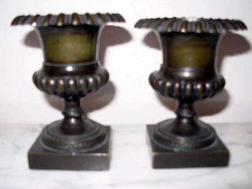 Pr of Mini Bronze Campana Urns: Sold