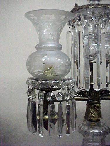 19thC Crystal Argand Lamp: