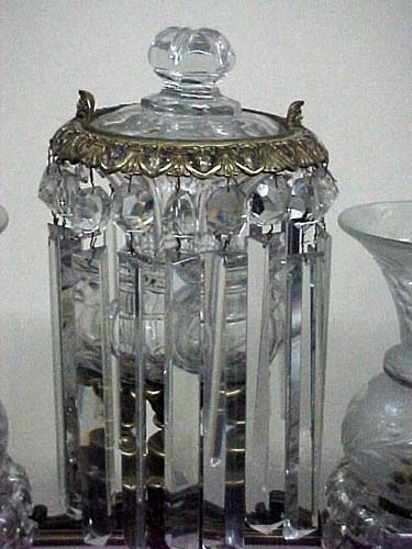 19thC Crystal Argand Lamp: