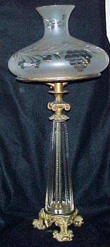 19thC Sinumbra Lamp with Crystal & Bronze Go