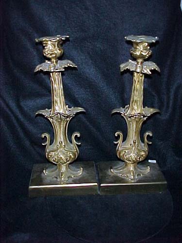 19thC Pr of Brass Candlesticks attrib to Hoop