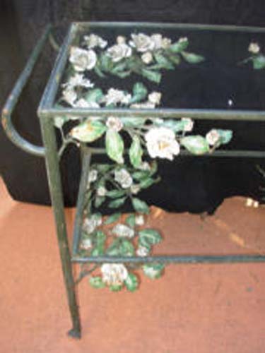 Tea Cart w Tole Flowers  SOLD