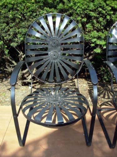 Wrought Iron Spring Chairs,- SOLD