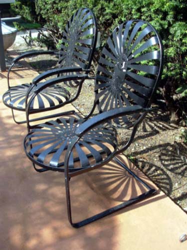 Wrought Iron Spring Chairs,- SOLD
