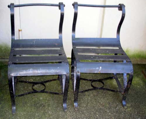Chairs, Pr spring chairs wrought iron