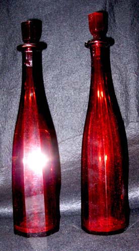 Decanters English Cranberry Glass a Pr