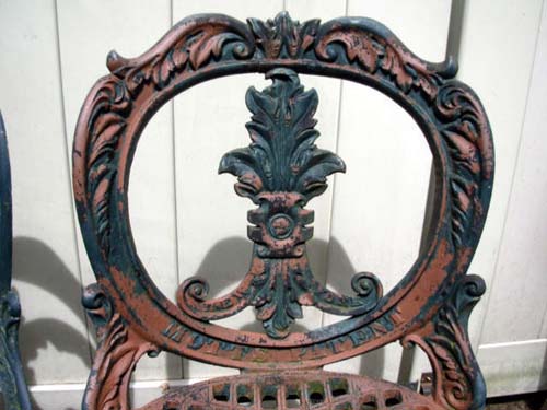 Chairs, Mott signed Cast Iron pair SOLD