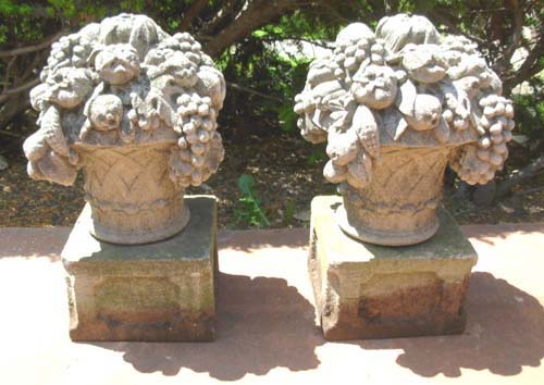 Cast stone fruit baskets pr SOLD