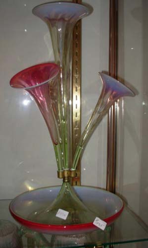 Epergne Glass With 4 Vases