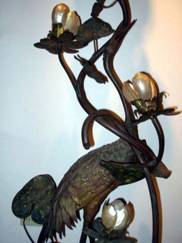 Floor lamp:  Exotic Bronze Bird Floor Lamp