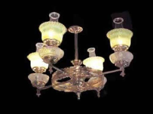 Victorian Rococo Revival Rod Hung Gas Chandelier w