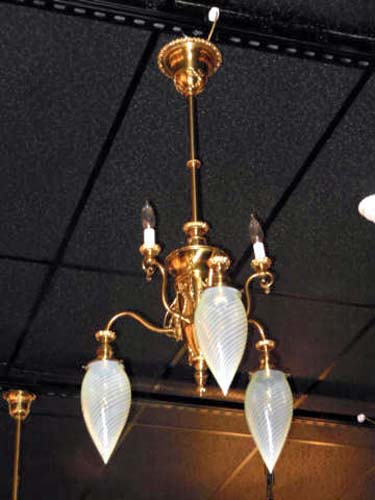 Chandelier, Vaseline Glass & Gas/Elec 