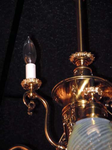 Chandelier, Vaseline Glass & Gas/Elec 