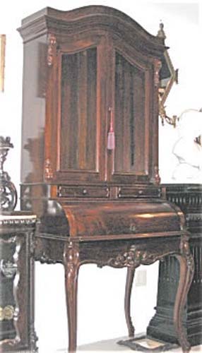 Victorian Rococo Revival Cylinder Secretary
