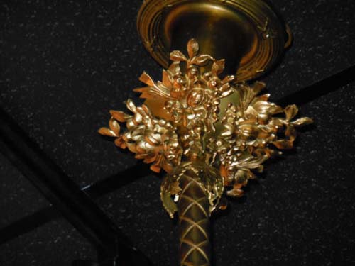 Brass Rococo Gas Chandelier w cherubs  SOLD