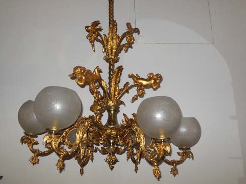 Gas Chandelier, Rococo 6arm 84"