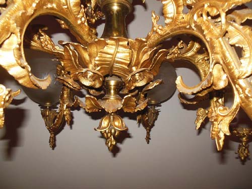 Gas Chandelier, Rococo 6arm 84"