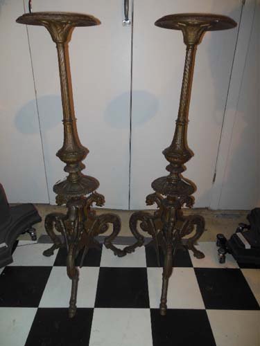 Pedestals: A pr of Cast Iron Pedestals