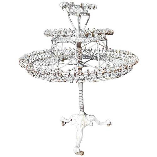 Garden Revolving Plant Stand, Cast Iron and Wire