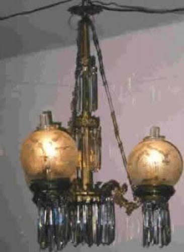 Victorian Vaseline Kerosene Lamp with Jewels - SOL