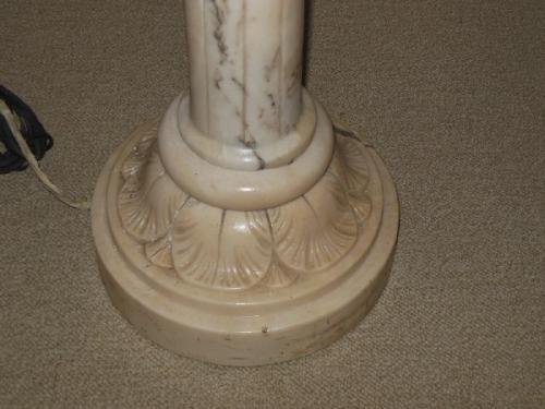 Floor Lamp, Alabaster with original silk shadeSOLD