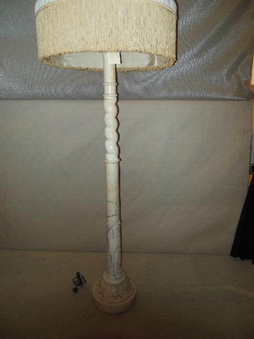 Floor Lamp, Alabaster with original silk shadeSOLD