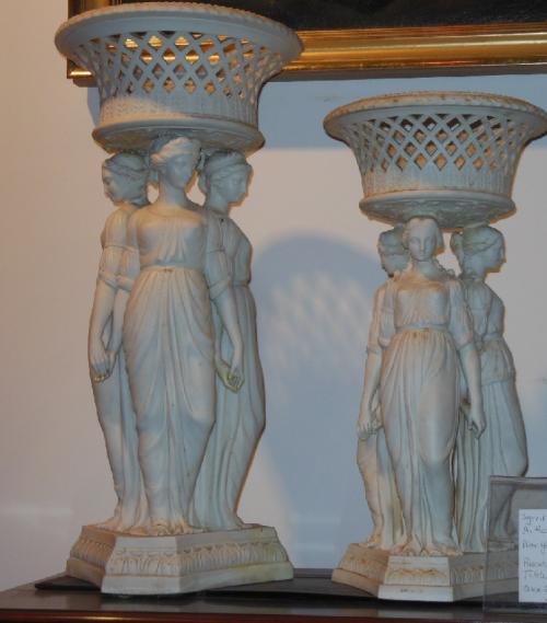 Parian Copeland Figural Compotes of the 3 Graces