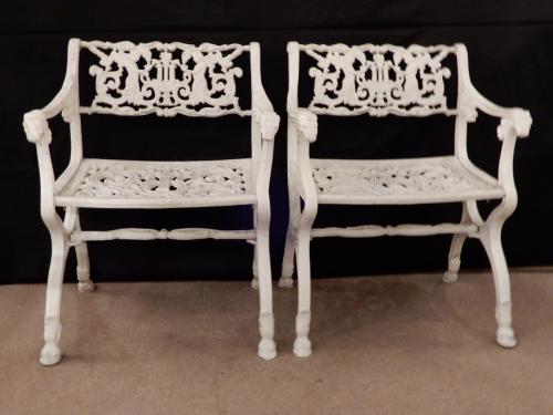 Vintage Schinkel style garden chairs w Angels SOLD