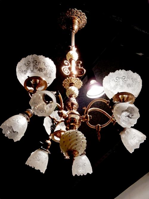 Gas/Electric 9 Arm Chandelier SOLD