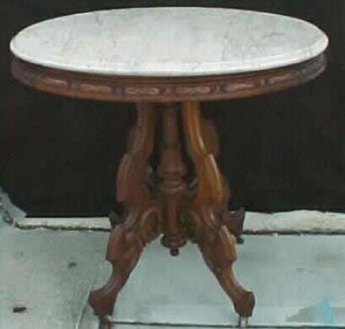 Victorian Marble Top Walnut Table