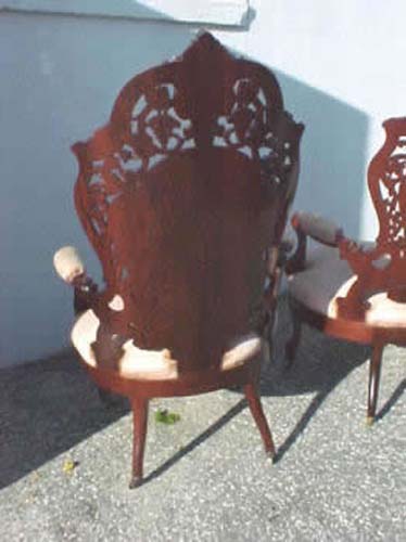 Pair of Laminated Rosewood Armchairs By Meeks