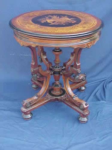 Victorian Inlaid Marquetry Table, Berkey &Gay