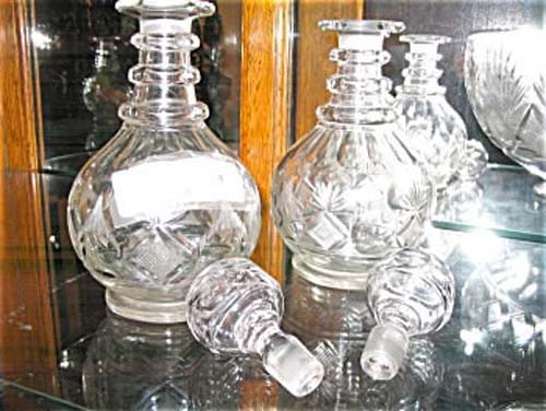 Pair of Pittsburgh Glass Decanters